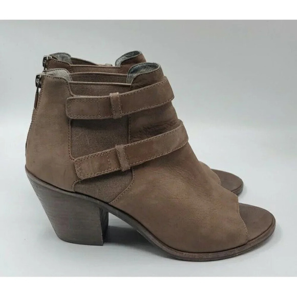 Eileen Fisher Womens List Ankle Boots Peep Toe Brown Leather Block Heel Size 9 - Picture 6 of 12